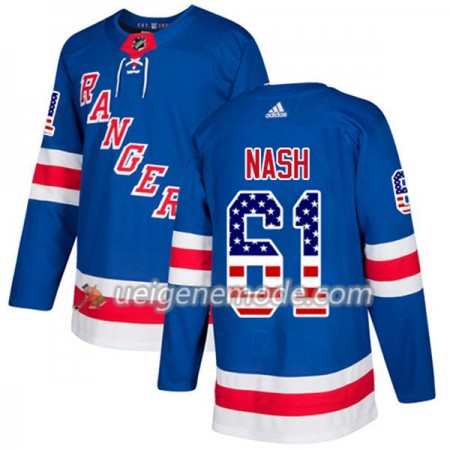 Herren Eishockey New York Rangers Trikot Rick Nash 61 Adidas 2017-2018 Blue USA Flag Fashion Authentic
